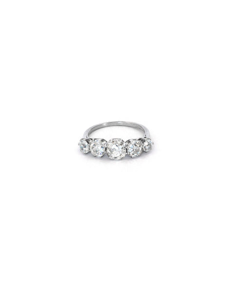 Early 20th Century Platinum and Diamond Five-Stone Ring