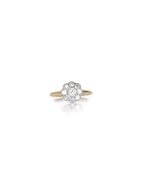 Early 20th Century Platinum, Gold & Diamond Daisy Cluster Ring