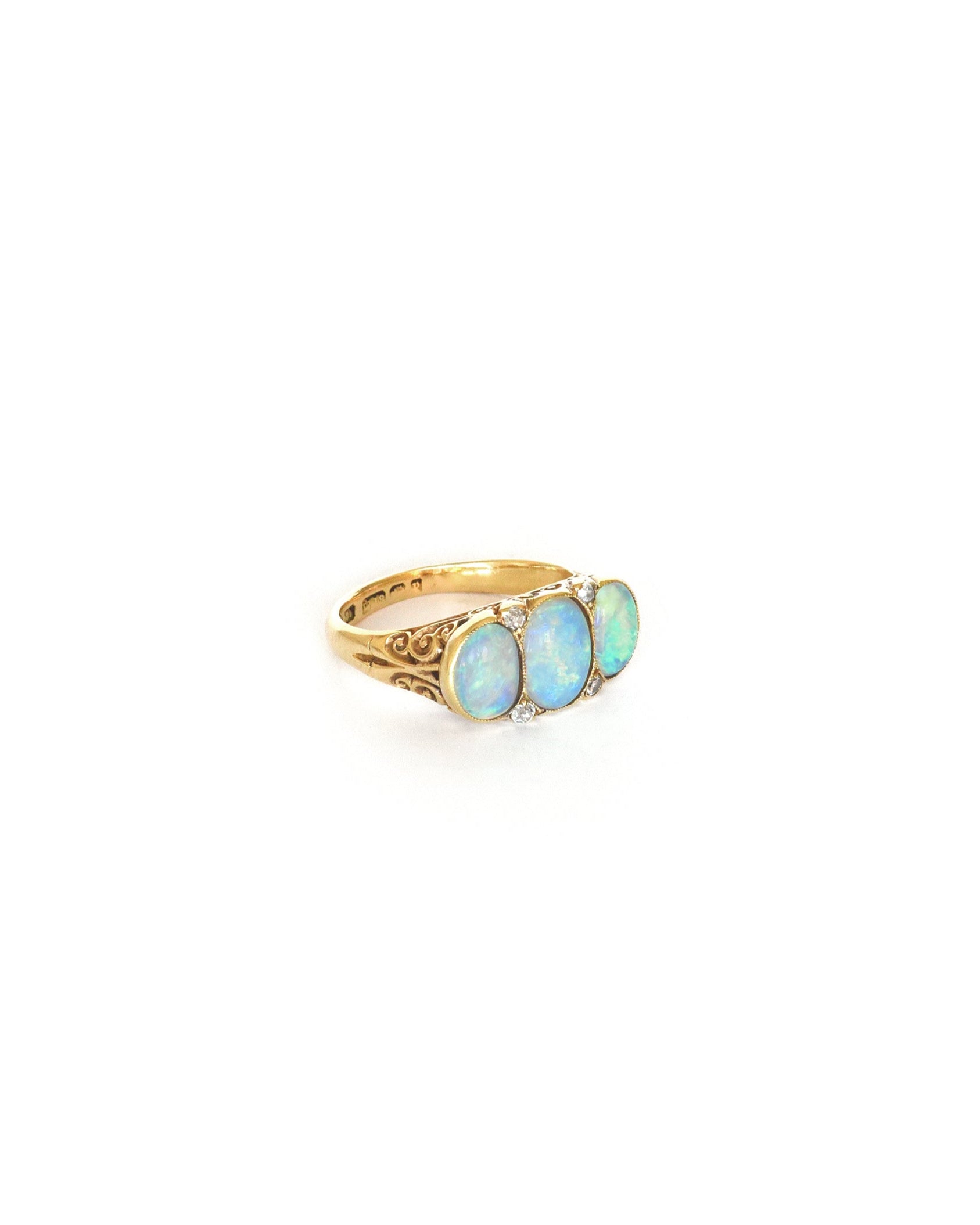 side-of-late-victorian-gold-opal-diamond-carved-half-hoop-ring-sabrina-antique-jewellery