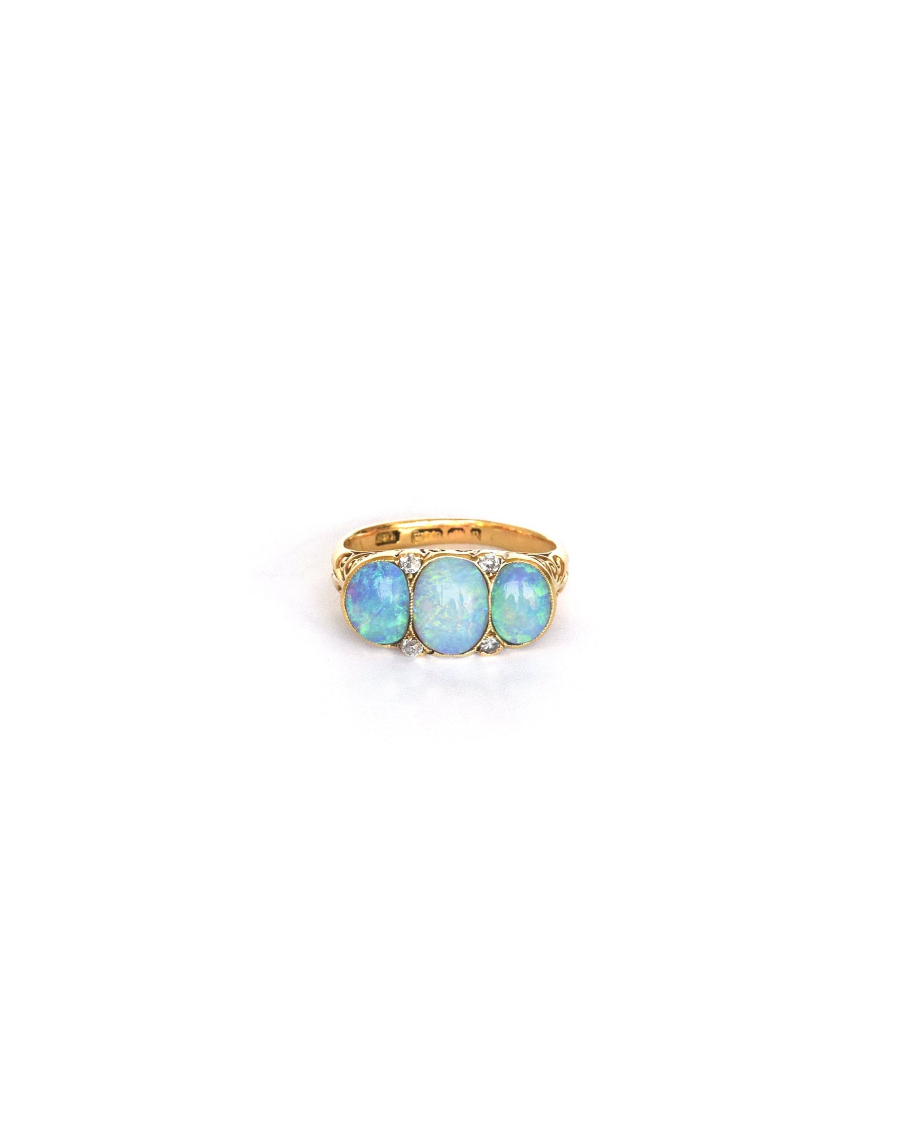 front-of-late-victorian-gold-opal-diamond-carved-half-hoop-ring-sabrina-antique-jewellery
