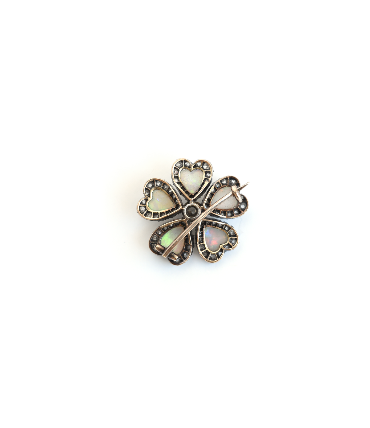 Late Victorian Opal & Diamond Flower Brooch